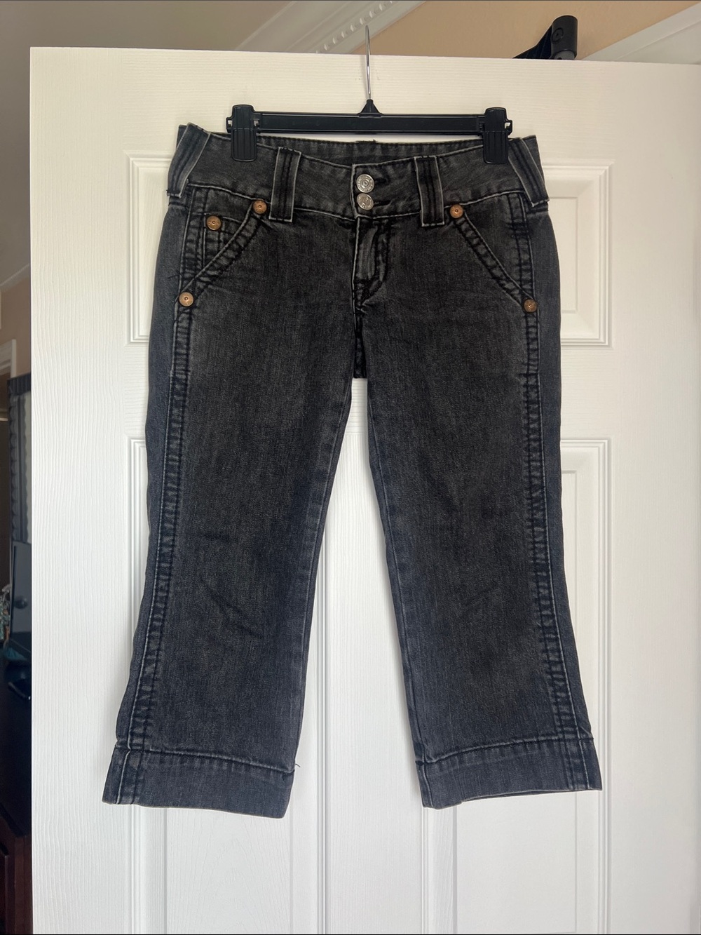 True Religion Black Washed Ankle Jeans